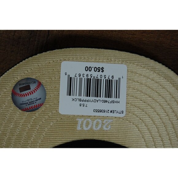 2023 Topps Lids x Mitchell & Ness Los Angeles Dodgers Fitted Hat Cap 7 5/8 Black - Picture 11 of 12